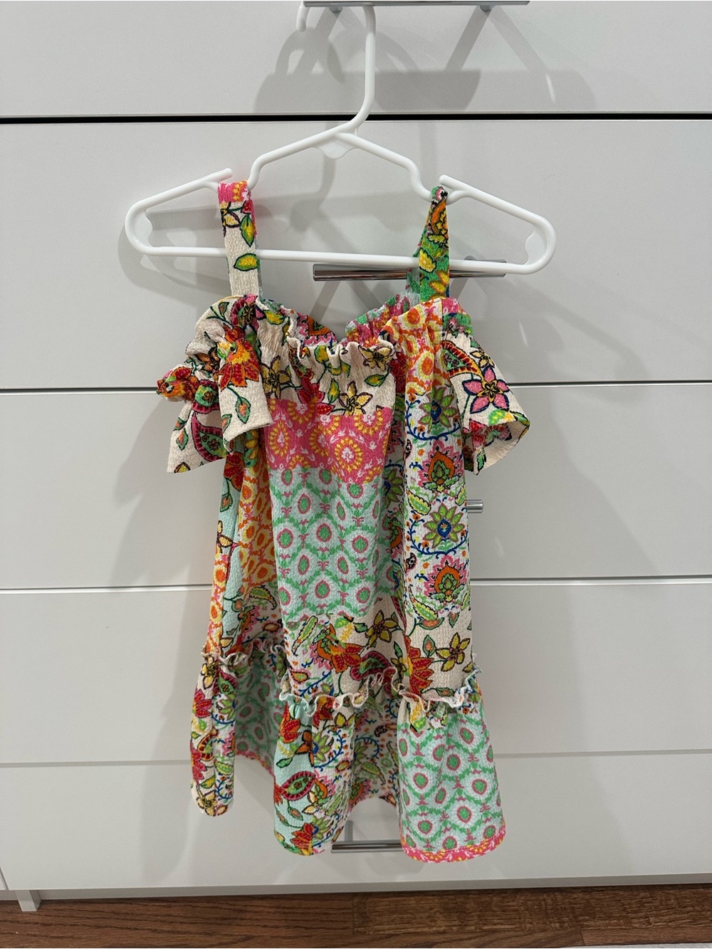 Girls Floral Patchwork Sundress in Mint & Coral Size 5